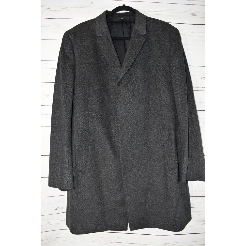 Jos A Banks Overcoat Men's 44R Gray Wool Blend Long Dress‎ Coat NWOT